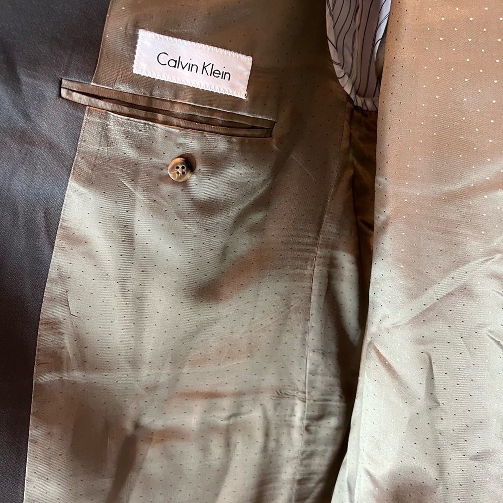 Calvin Klein Men Size 48R Suit Jacket Taupe 100% Wool Dry Clean Contemporary NWT - Picture 7 of 16